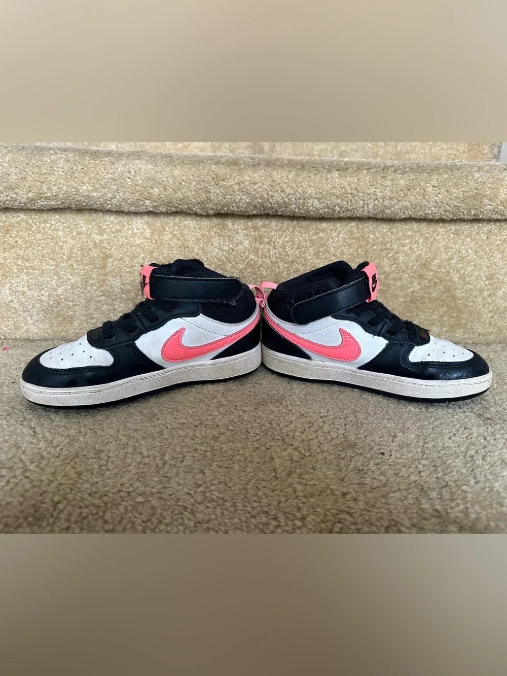 Nike Kids' High-Top Sneakers in Black, White & Pink